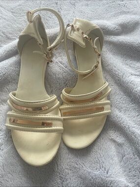 Archival Balenciaga 2008 Nicholas Ghesquière Gold Bar Patent Sandals US 8.5